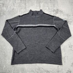 Kuhl Men's Charcoal Gray Half-Zip Pullover with Black & Light Gray Stripes